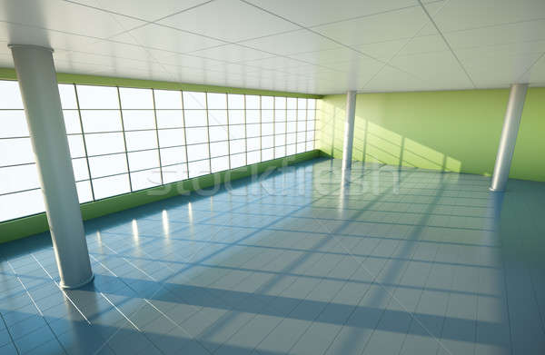 Groß Halle leer Büro Innenraum 3d render Stock foto © bayberry