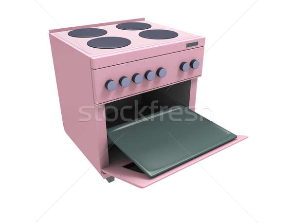 Konyha tűzhely vicces rózsaszín nyitva sütő Stock fotó © bayberry