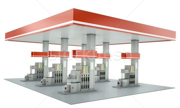 Tankstelle zeitgenössischen Zeichen isoliert weiß 3d render Stock foto © bayberry