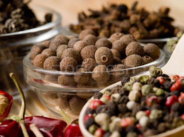 Löffel Tabelle Hintergrund weiß Kochen Pfeffer Stock foto © bazilfoto