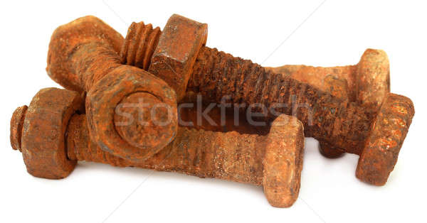 Roestige noten witte textuur achtergrond staal Stockfoto © bdspn