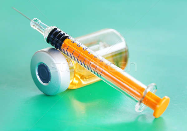Injekciós tű fiola tükröződő felület egészség gyógyszer Stock fotó © bdspn