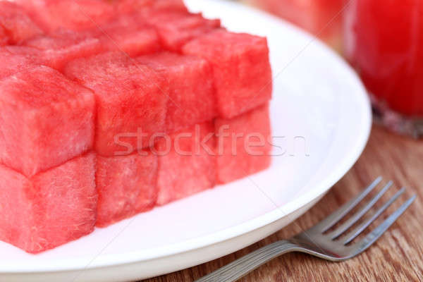 Piece of watermelon in a plate Stock photo © bdspn