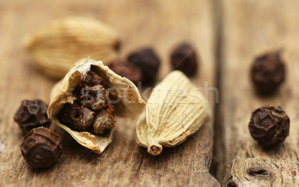 Cardamom seeds with black pepper Stock photo © bdspn