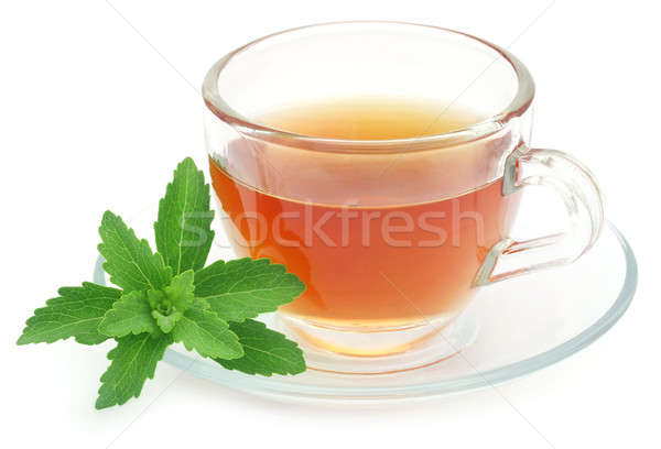 Herbal tea in a cup with stevia leaves Stock photo © bdspn