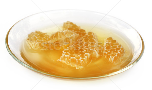 Méz fésű tányér fehér étel csoport Stock fotó © bdspn