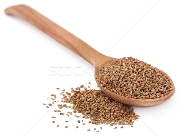 Stock photo: Ajwain seeds in a wooden spoon