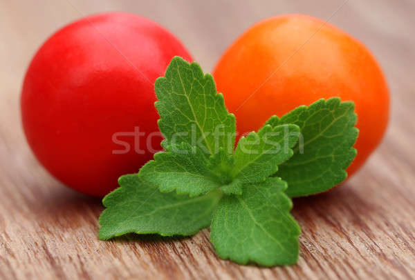 Round Chewing gum with green stevia Stock photo © bdspn