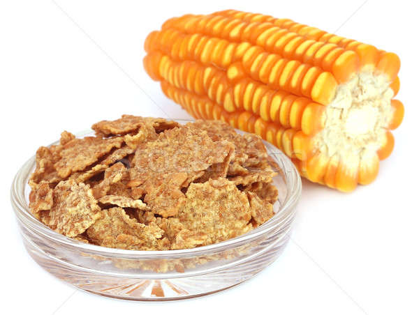 Fresh corn flakes over white background Stock photo © bdspn