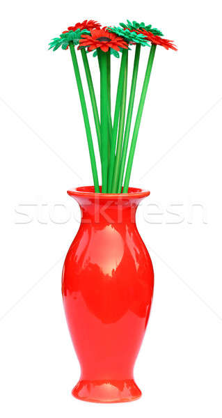 Rot Blumenvase Kunststoff Blume weiß Frühling Stock foto © bdspn
