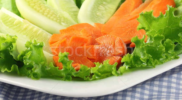 Salad of cucumbers, carrots and lettuce on plate Stock photo © bdspn