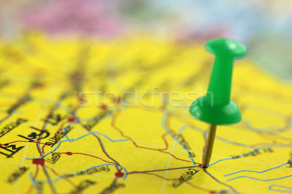 Pushpin pointing place on map Stock photo © bdspn