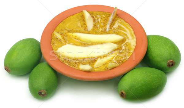 Zöld mangó étel gyümölcs háttér eszik Stock fotó © bdspn