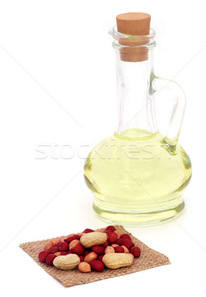 Foto stock: Fresco · amendoins · óleo · de · cozinha · branco · papel · fruto