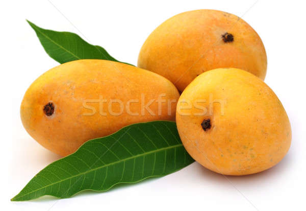 Fresh Mangoes with green leaves Stock photo © bdspn