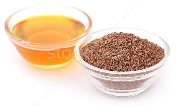 Ajwain seeds in a glass bowl with essential oil Stock photo © bdspn