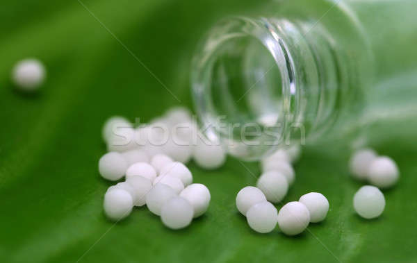 Homeopatía hojas verdes naturaleza pastillas planta atención Foto stock © bdspn