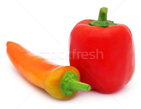 Banana pepper with capsicum over white background Stock photo © bdspn