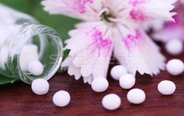 Homeopatia kwiat charakter butelki Zdjęcia stock © bdspn