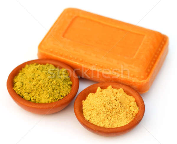 Henna and sandalwood powder with soap Stock photo © bdspn
