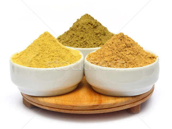 Henna uptan sandalwood powder on ceramic bowl Stock photo © bdspn