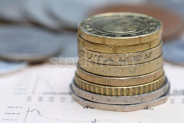 Coins on business page Stock photo © bdspn