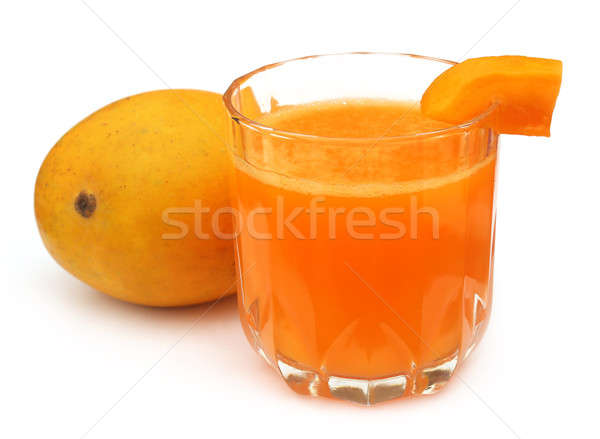 Stock foto: Mango · Saft · frisches · Obst · weiß · orange · trinken