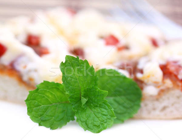 Stock photo: Pizza with mint leaves
