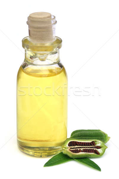 Szezámmag illóolaj üveg fehér étel olaj Stock fotó © bdspn