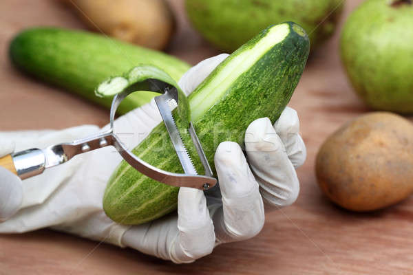 Peeling off cucumber Stock photo © bdspn
