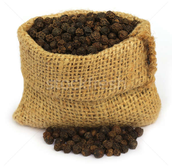 Black peppercorns in sack Stock photo © bdspn