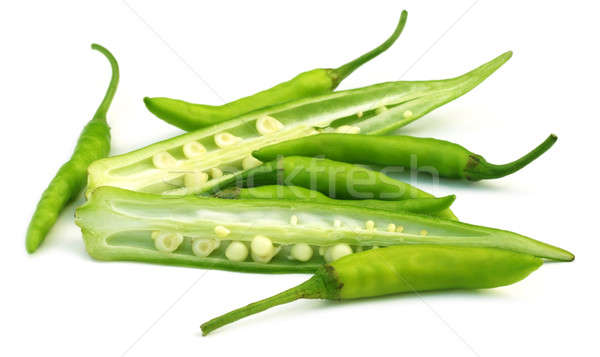 Sliced okra with chilies Stock photo © bdspn