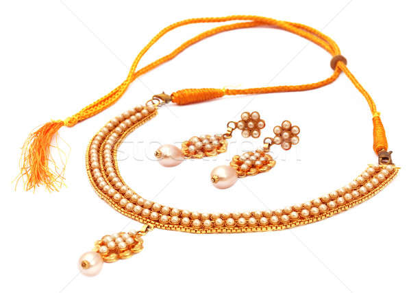 Indian necklace of gold and pearls Stock photo © bdspn