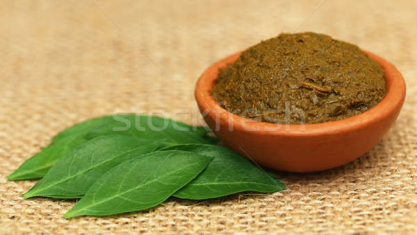 Ayurvedic henna leaves with paste Stock photo © bdspn