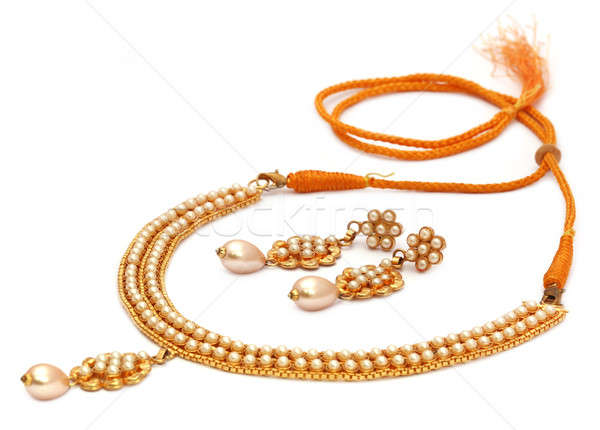 Indian necklace of gold and pearls Stock photo © bdspn