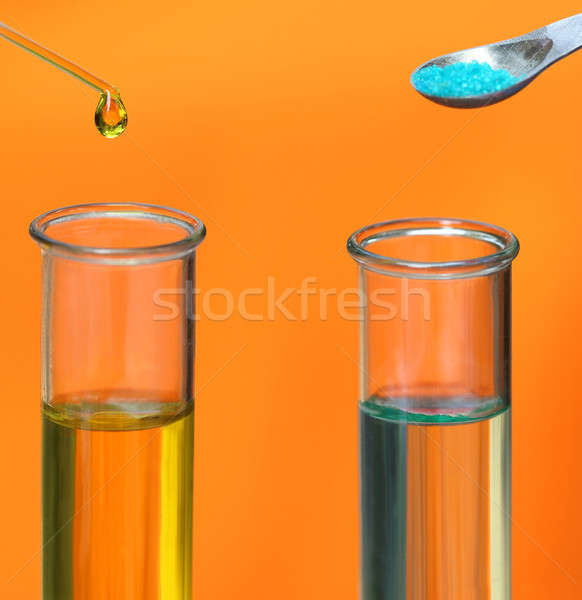 Chemistry testing test tubes with dropper and chemicals Stock photo © bdspn