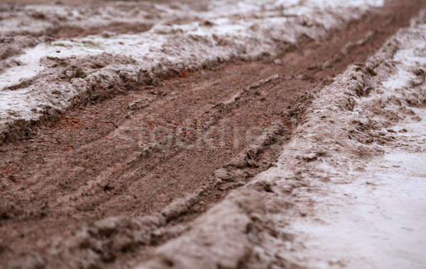 泥だらけの 道路 バングラデシュ 水 草 ストックフォト © bdspn