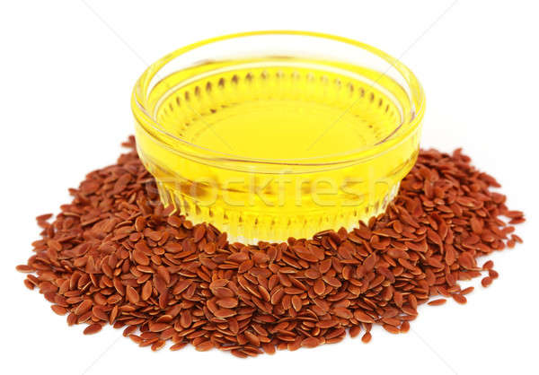 Stock photo: Flax seeds with oil