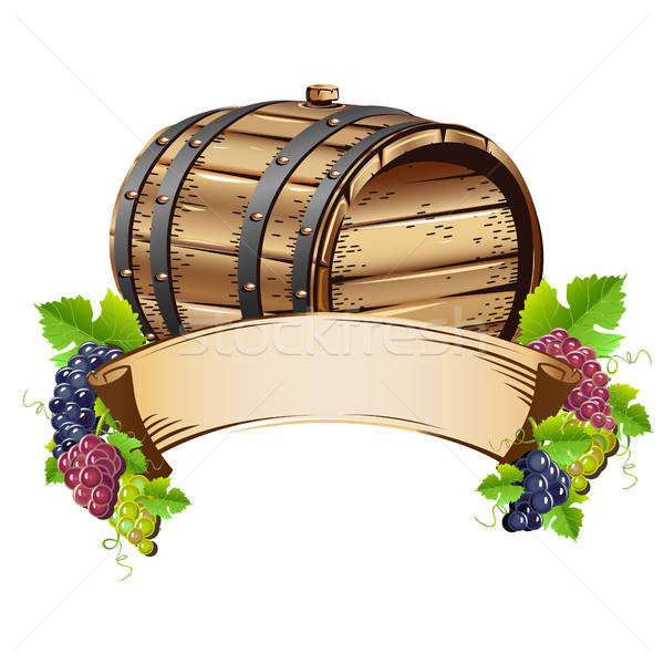 Wine barrel with bunches of grapes Stock photo © bedlovskaya
