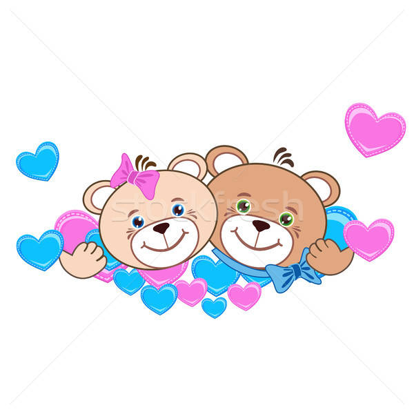 Teddybär Herz Farbe glücklich Rahmen Tiere Stock foto © bedlovskaya
