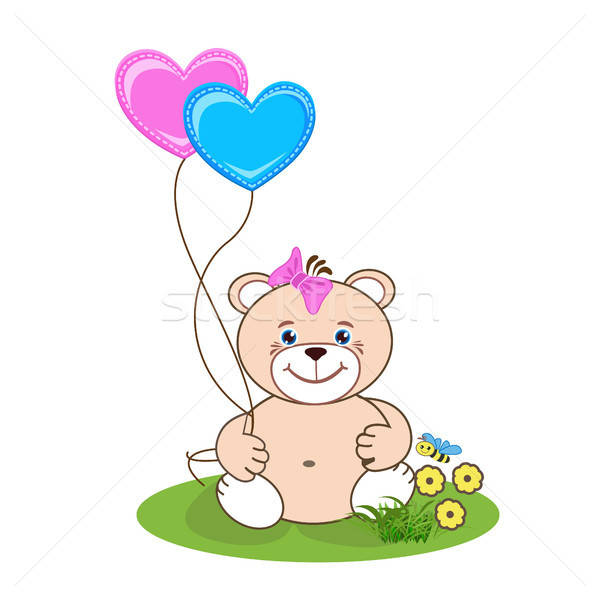 [[stock_photo]]: Nounours · coeur · couleur · heureux · cadre · animaux