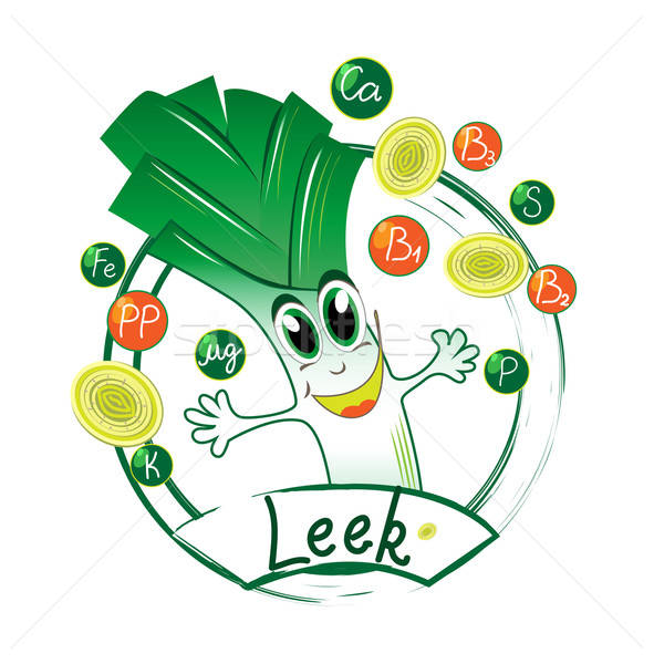 cheerful leek label Stock photo © bedlovskaya