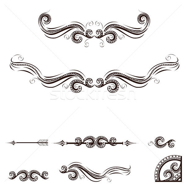 Stockfoto: Vintage · label · ornament · ingesteld · vector · communie