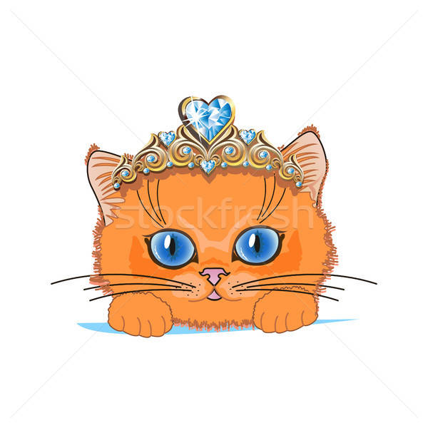 Foto stock: Gato · ouro · tiara · azul · cristal · moda