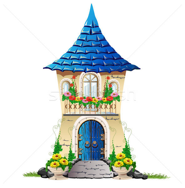 fairytale house with a balcony with flowers Stock photo © bedlovskaya