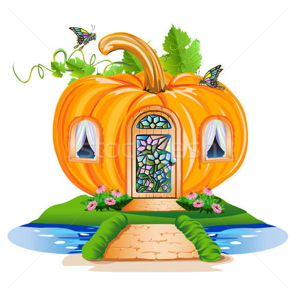 fairy little house made of pumpkin Stock photo © bedlovskaya