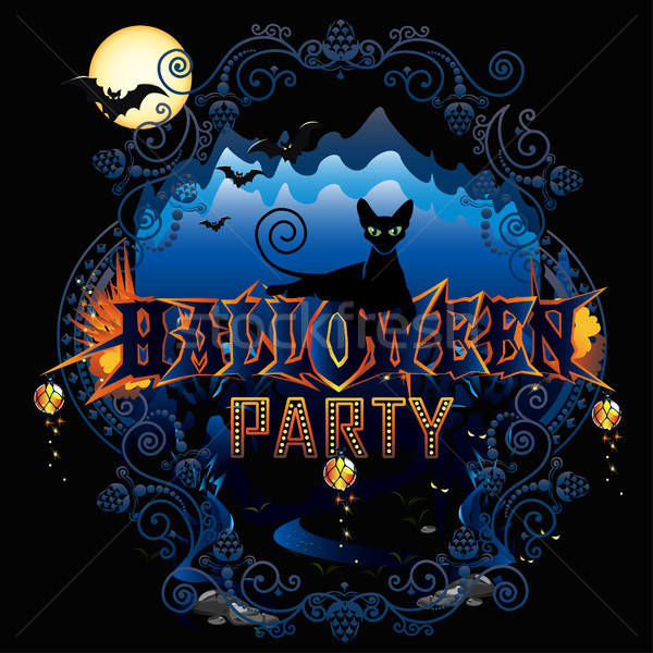 Halloween poszter buli terv hold háló Stock fotó © bedlovskaya