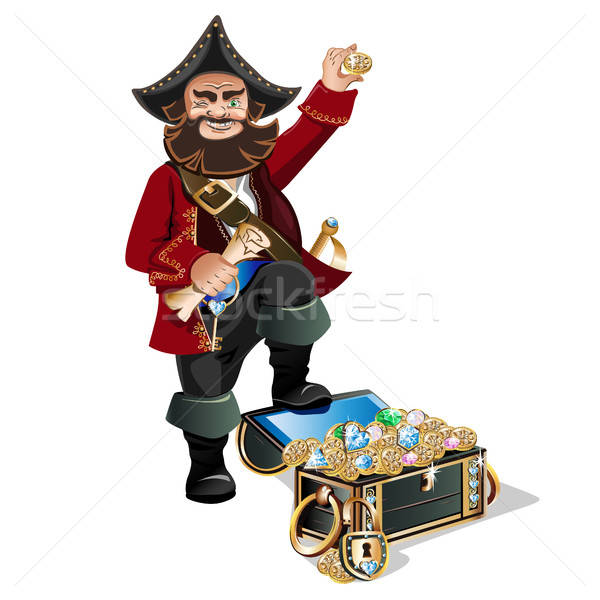Treasure Chest and Pirate Stock photo © bedlovskaya