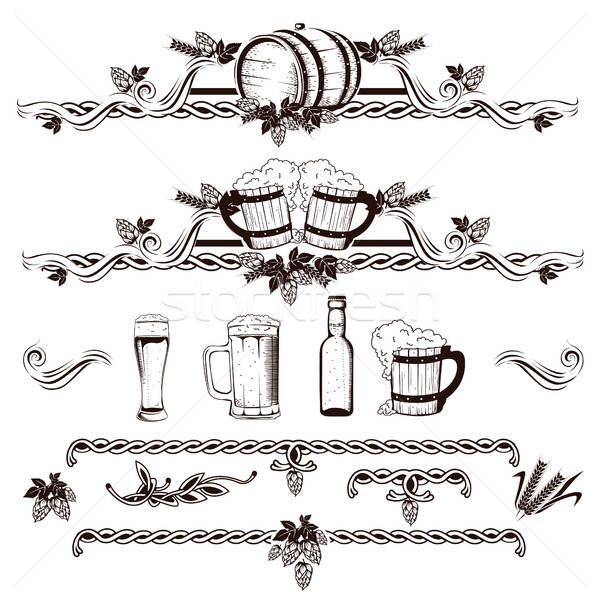 Vintage elementi birra menu set frame Foto d'archivio © bedlovskaya