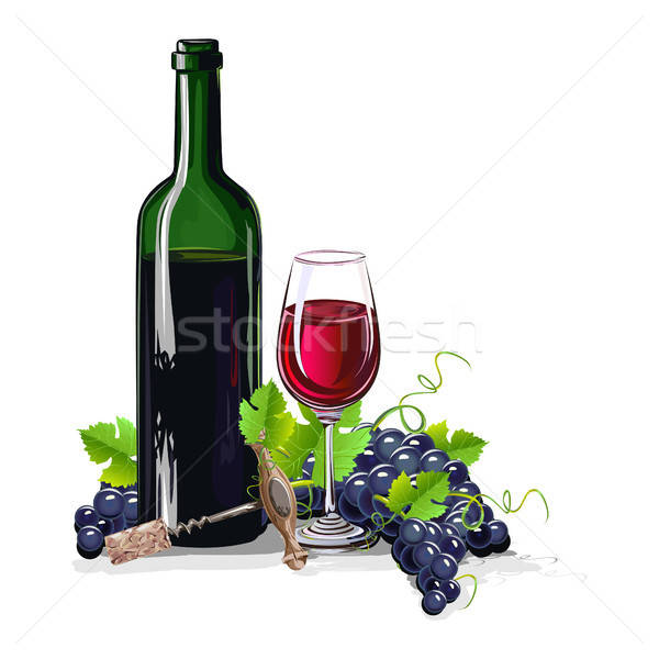bottle of wine with bunches of grapes Stock photo © bedlovskaya